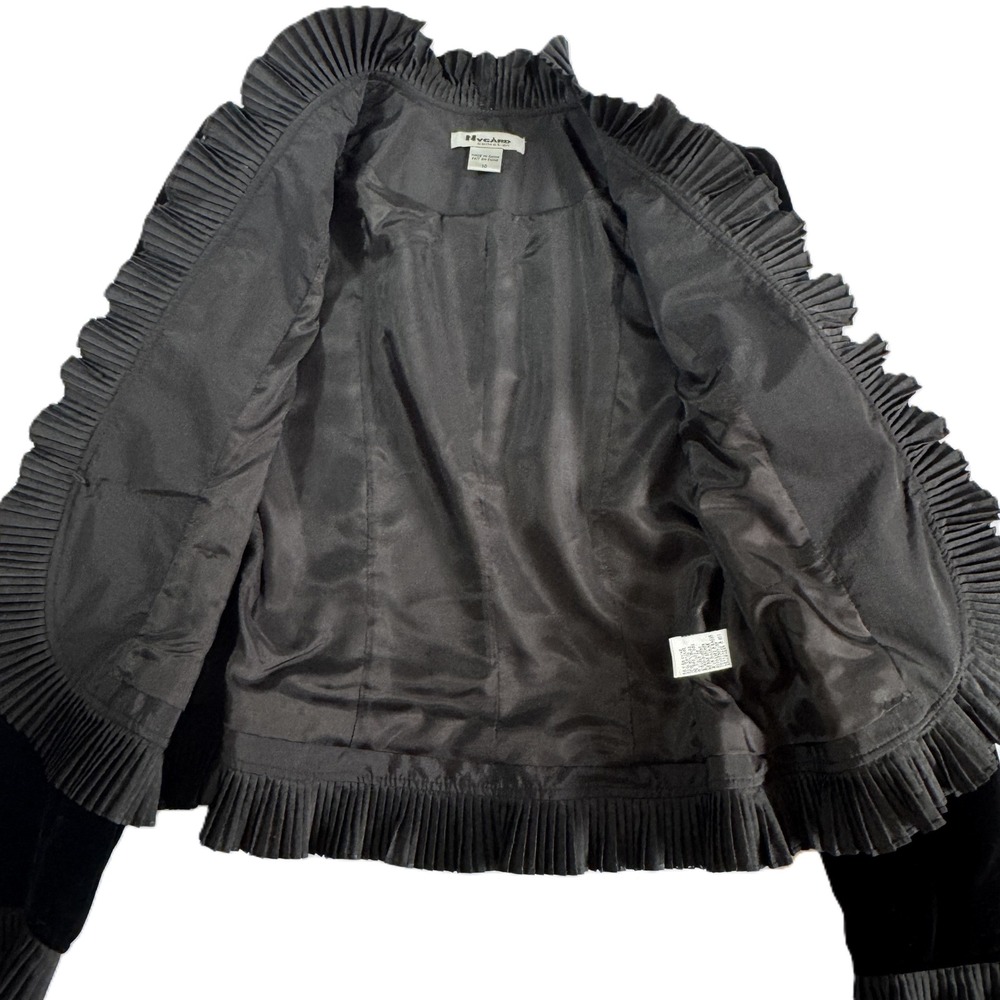 Nygard Black Velvet Ruffle Trim Blazer Jacket Womens 10 Gothic Dark Romance NWT - Picture 12 of 15